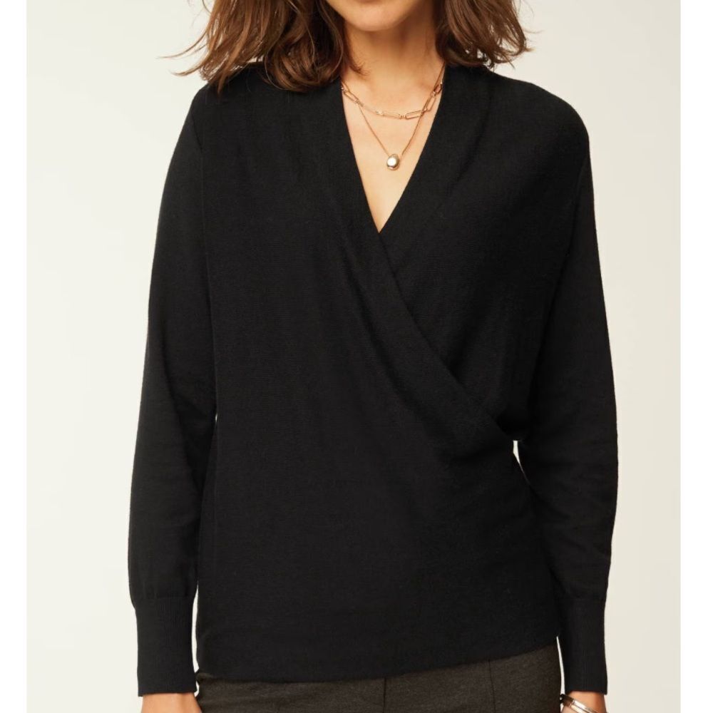J.Jill Seamed‎ Wrap Sweater Black SP NWT in packaging
